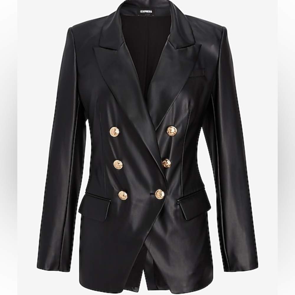 COPY - COPY - Faux leather double breasted blazer